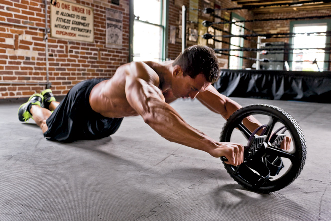 core exercise with rolling wheel