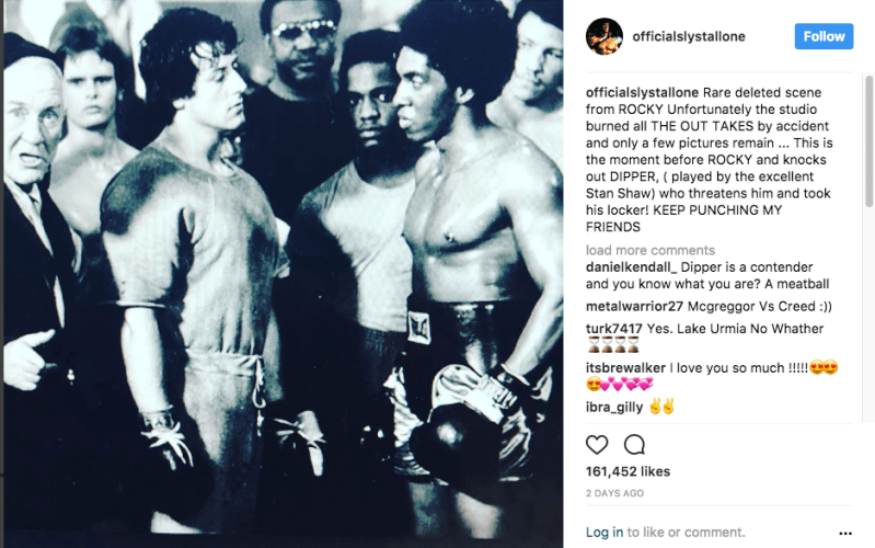 Sylvester Stallone Posts Rare Photo of Rocky Deleted Scene
