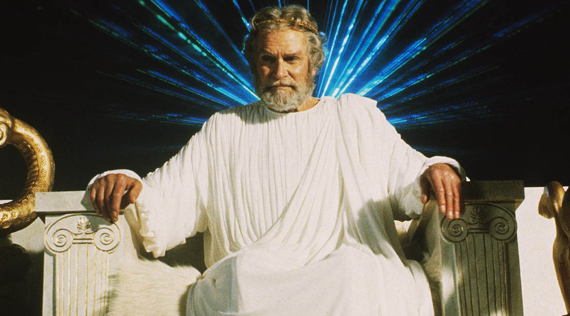 Laurence Olivier in his role as the Greek god Zeus in the Movie Clash of the Titans