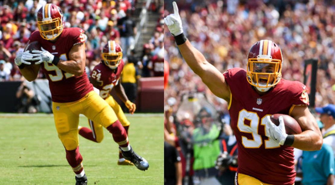 August 06, 2017: Washington Redskins outside linebacker Ryan Kerrigan (91)  warms up during 2017 training camp at Bon Secours Washington Redskins  Training Center in Richmond, Virginia. Scott Taetsch/CSM Stock Photo - Alamy