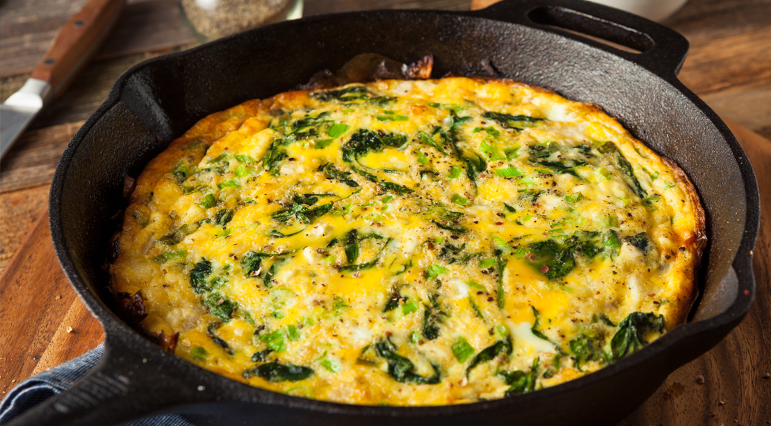 Spinach-Omlette-Cast-Iron-Pan