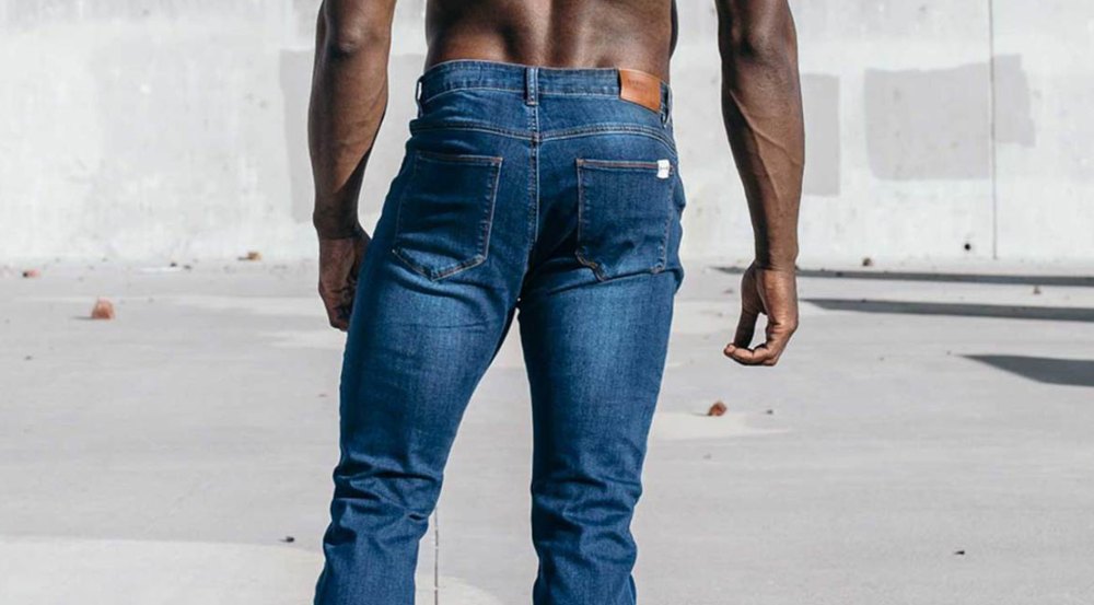 athletic fit distressed jeans