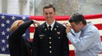West Point graduate Alex Morrow receiving his stripes